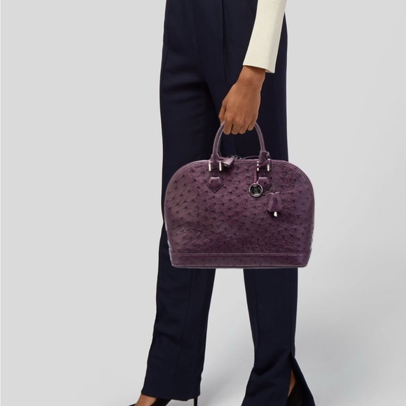Via La Moda genuine ostrich purple violet handbag - Picture 2 of 11
